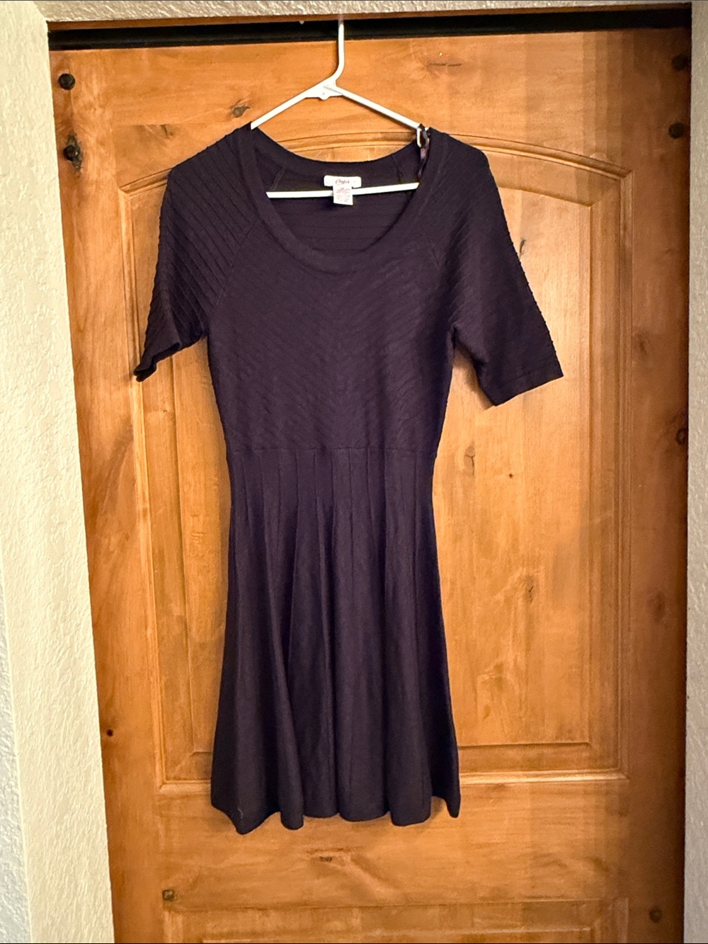 Candie's Short-Sleeve Fit-and-Flare Midi Dress in Plum